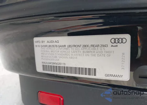 2019 Audi A7 55 Premium from USA, damaged, VIN WAUU2AF28KN025113